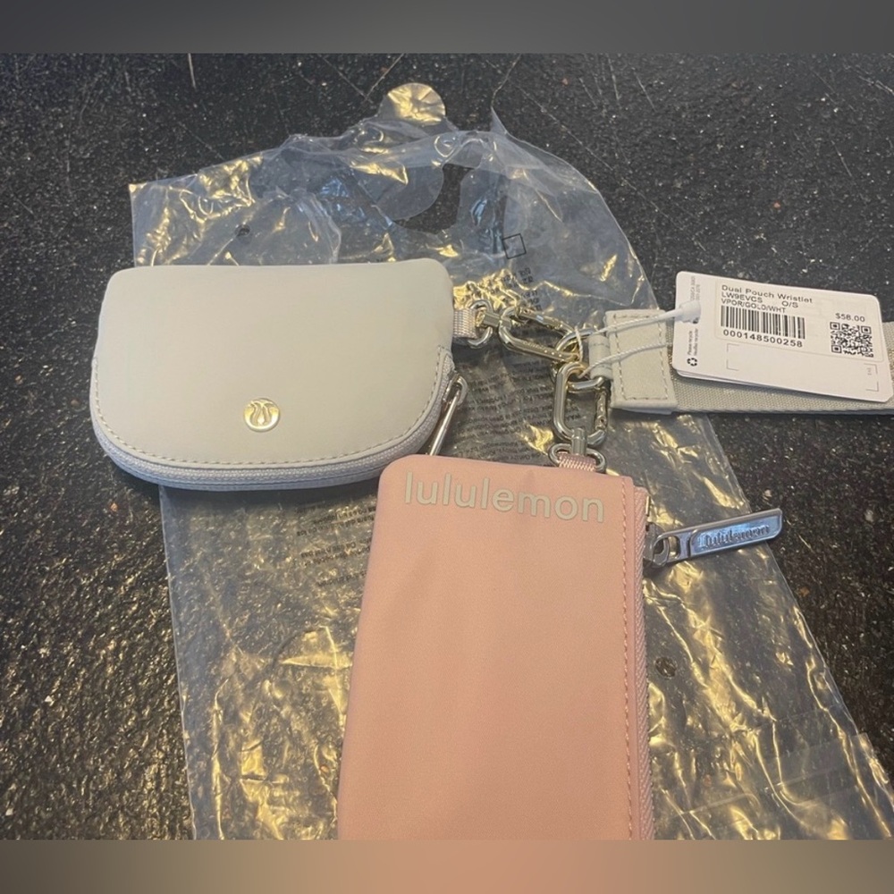 LULULEMON ATHLETICA- GREY AND PINK DUAL WRISTLET SET - NWT